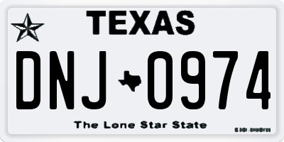 TX license plate DNJ0974
