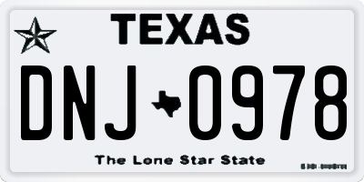 TX license plate DNJ0978