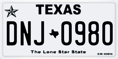 TX license plate DNJ0980