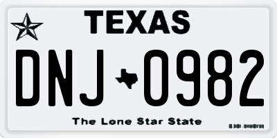 TX license plate DNJ0982