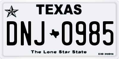 TX license plate DNJ0985