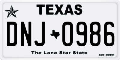 TX license plate DNJ0986