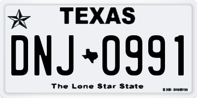TX license plate DNJ0991