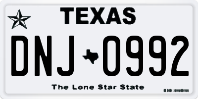 TX license plate DNJ0992