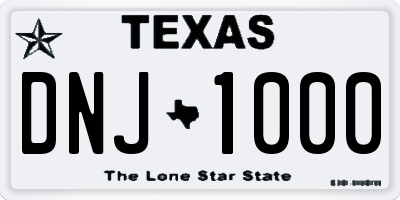 TX license plate DNJ1000