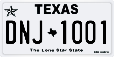 TX license plate DNJ1001