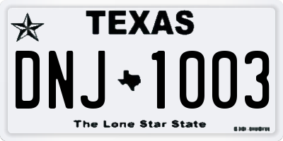 TX license plate DNJ1003