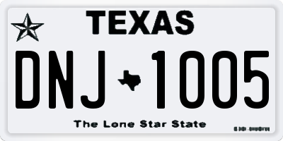 TX license plate DNJ1005