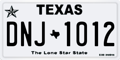 TX license plate DNJ1012