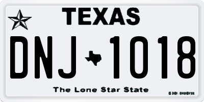 TX license plate DNJ1018