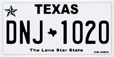 TX license plate DNJ1020