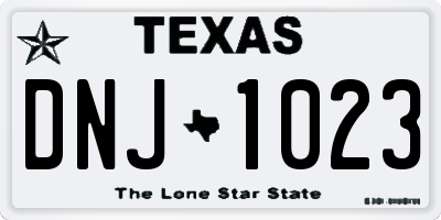 TX license plate DNJ1023