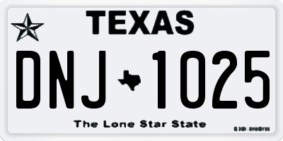TX license plate DNJ1025