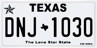 TX license plate DNJ1030