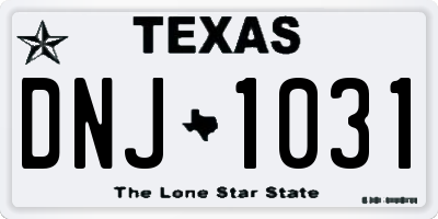 TX license plate DNJ1031