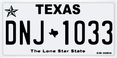 TX license plate DNJ1033