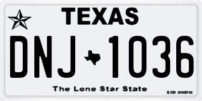 TX license plate DNJ1036