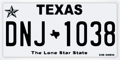 TX license plate DNJ1038