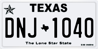 TX license plate DNJ1040