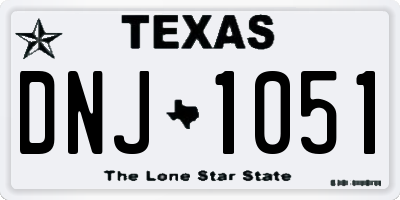 TX license plate DNJ1051