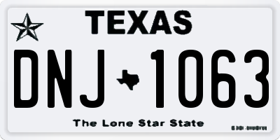 TX license plate DNJ1063