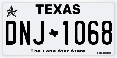 TX license plate DNJ1068