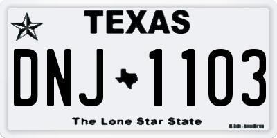 TX license plate DNJ1103