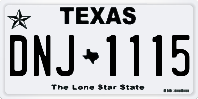 TX license plate DNJ1115