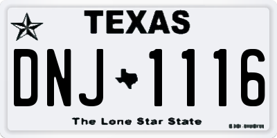 TX license plate DNJ1116