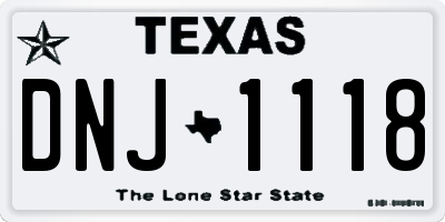TX license plate DNJ1118