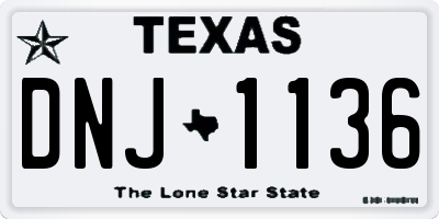 TX license plate DNJ1136