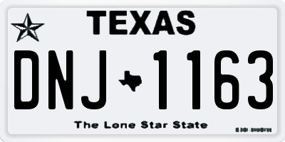 TX license plate DNJ1163