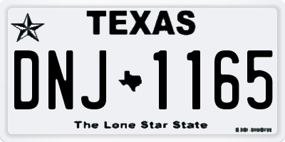 TX license plate DNJ1165