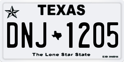 TX license plate DNJ1205