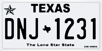 TX license plate DNJ1231