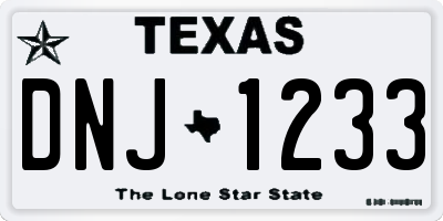 TX license plate DNJ1233