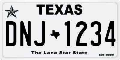 TX license plate DNJ1234
