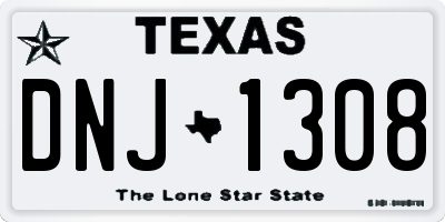 TX license plate DNJ1308