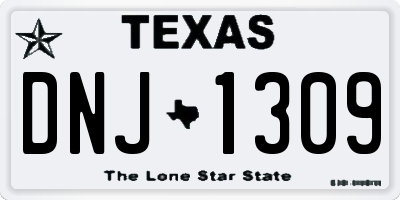TX license plate DNJ1309