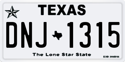 TX license plate DNJ1315