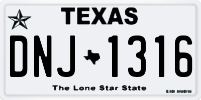 TX license plate DNJ1316