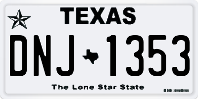 TX license plate DNJ1353