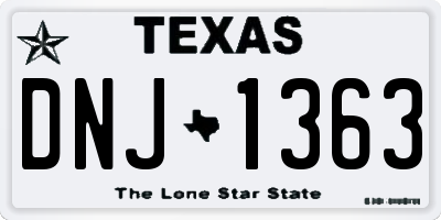 TX license plate DNJ1363