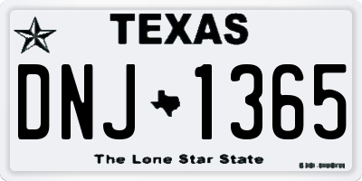 TX license plate DNJ1365