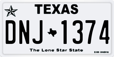 TX license plate DNJ1374