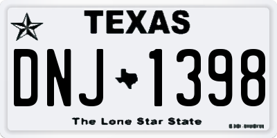 TX license plate DNJ1398