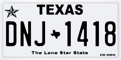 TX license plate DNJ1418