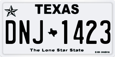 TX license plate DNJ1423