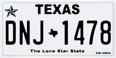 TX license plate DNJ1478
