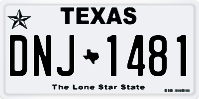 TX license plate DNJ1481